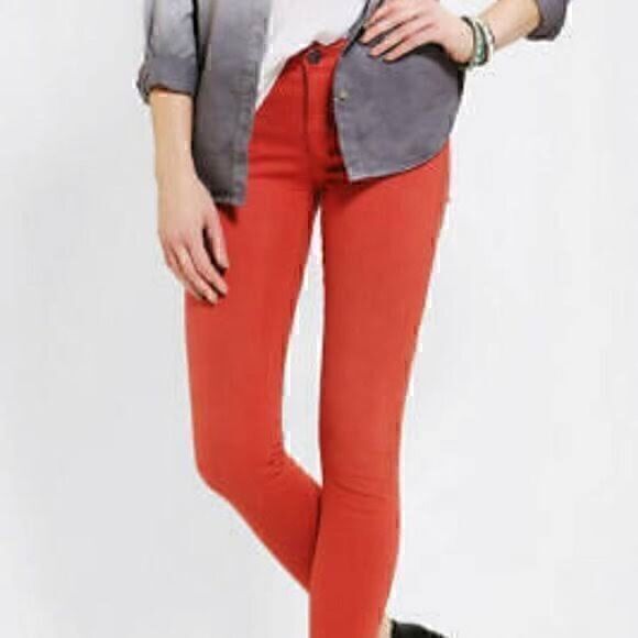 BDG Womens Coral Orange Grazer Skinny Pants Size 24 - Picture 1 of 10